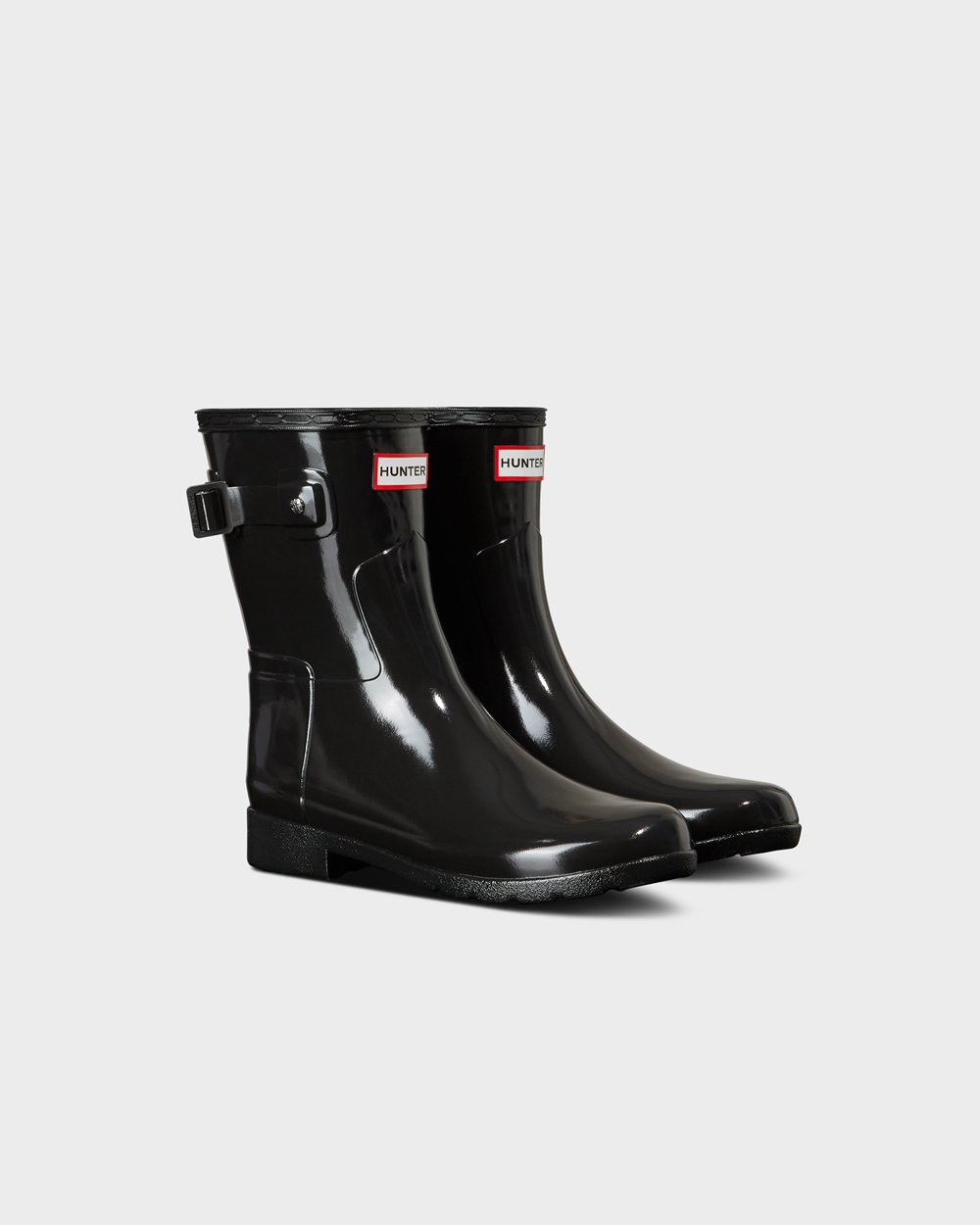 Women Hunter Refined Slim Fit Gloss | Short Rain Boots Black | NZ-81469-DQUP